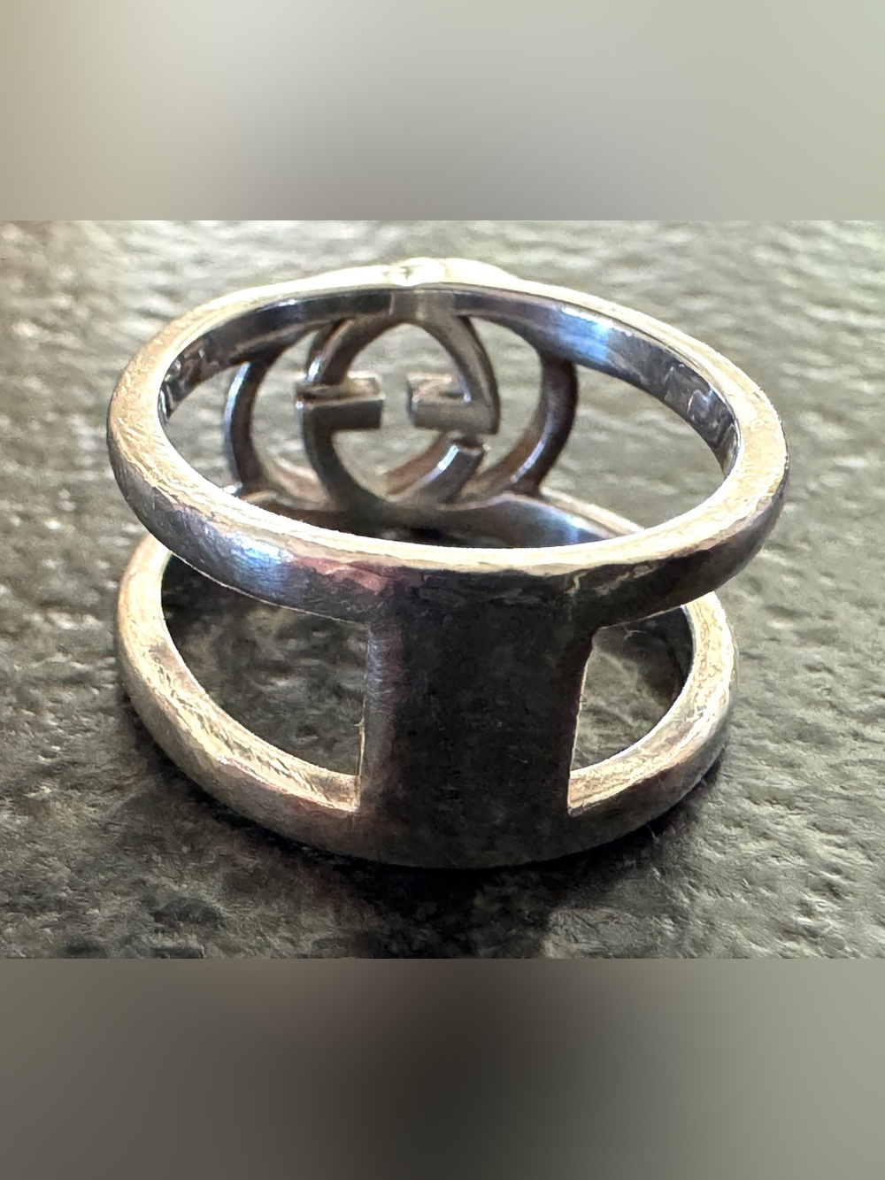 GUCCI Interlocking G Open Band Ring AG925 Sterling Silver Gucci Size 13/US 6-6.5 - Picture 6 of 7